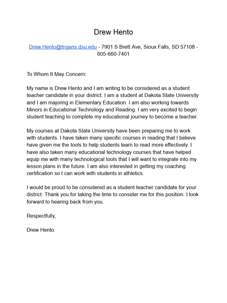Letter of Intro | PDF