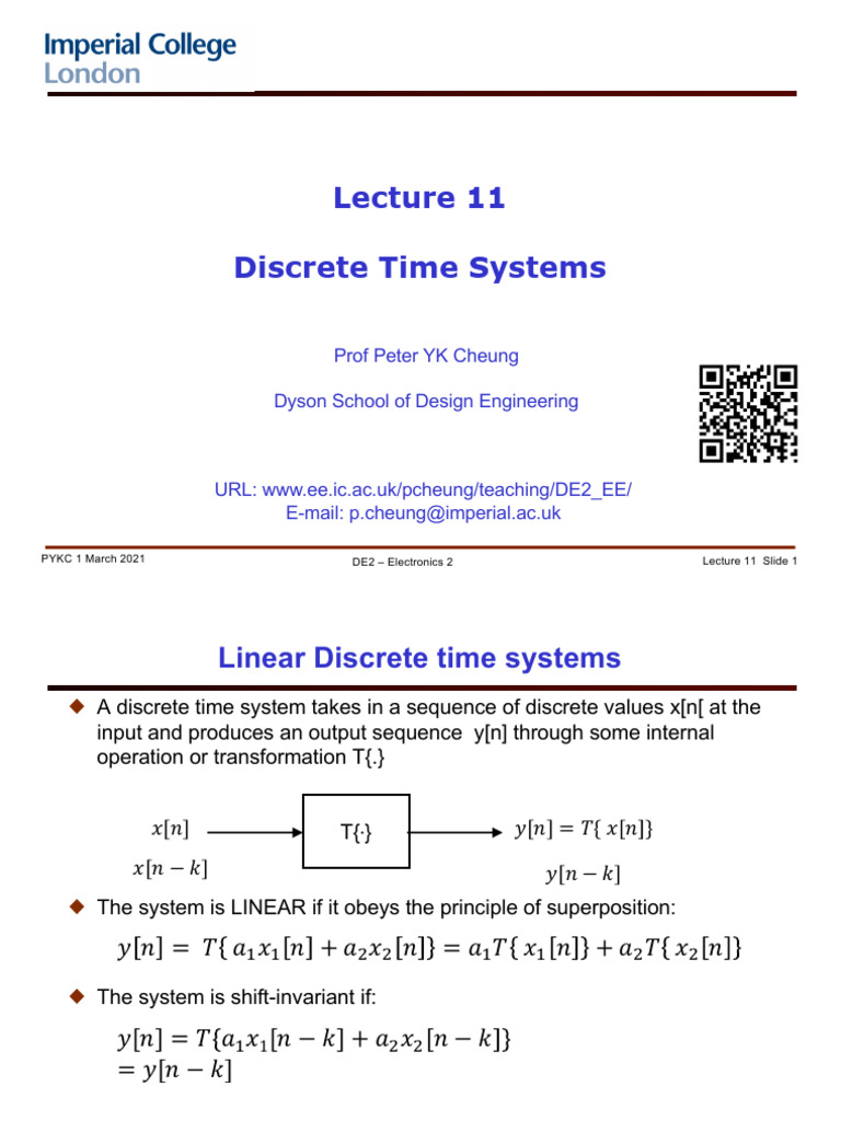 Lecture 11 - Discrete Time Systems (Slides) | PDF | Filter (Signal ...