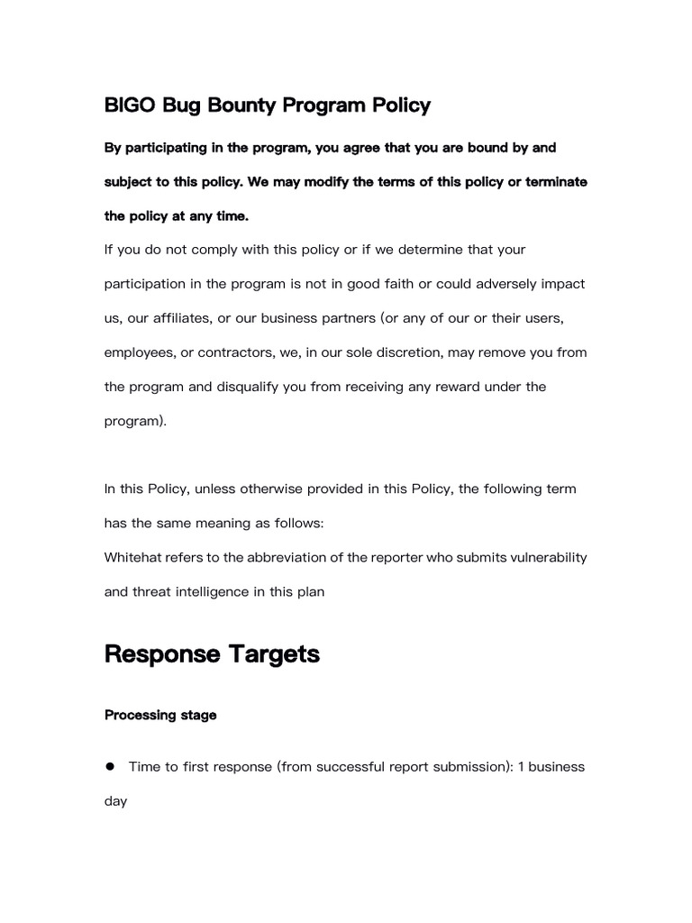 BIGO Bug Bounty Program Overview | PDF | Password | Security