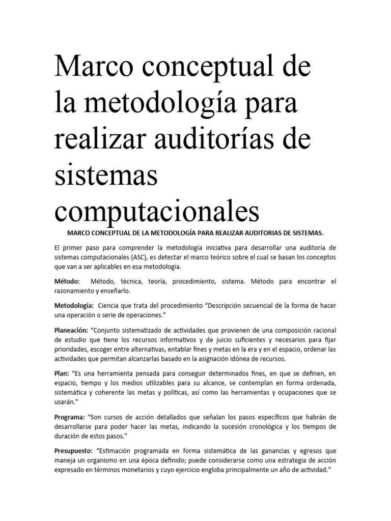 Marco Conceptual de La Metodología para Realizar Auditorías de | PDF ...