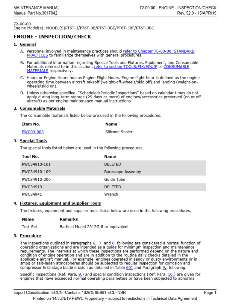 PT6T Engine Inspection Procedures | PDF | Pump | Physical Sciences
