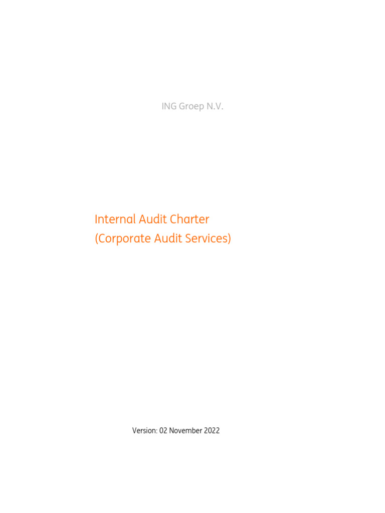 ING Groep N.V. Internal Audit Charter | PDF | Internal Audit | Audit ...