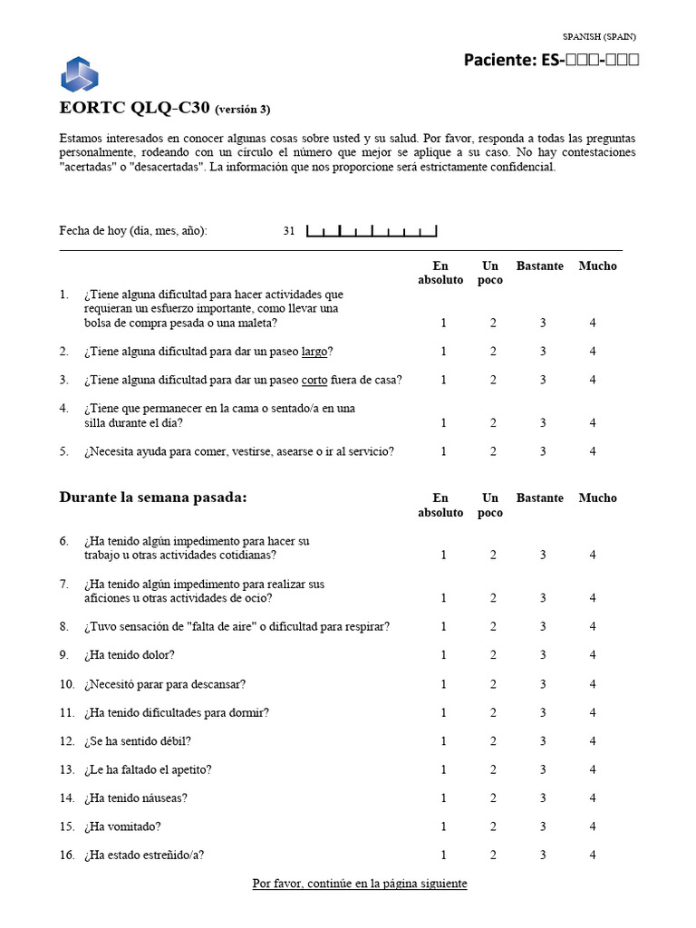 QLQ-C30-Spanish-Spain | PDF