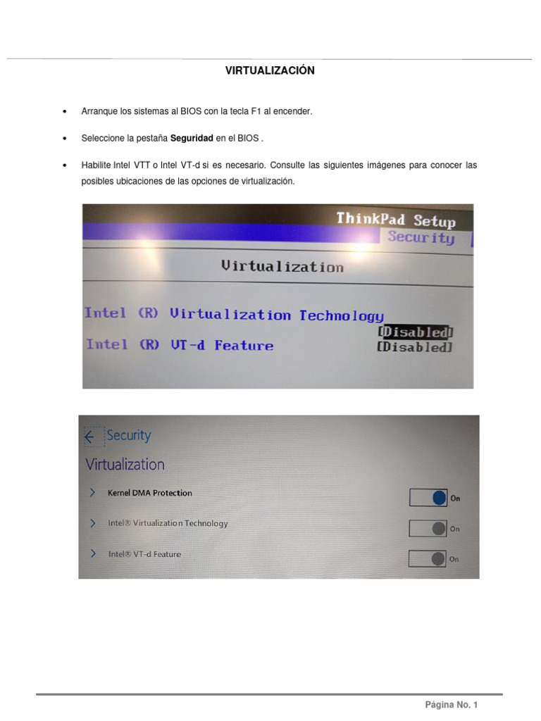 Habilitar Virtualización en BIOS y Windows | PDF | Informática