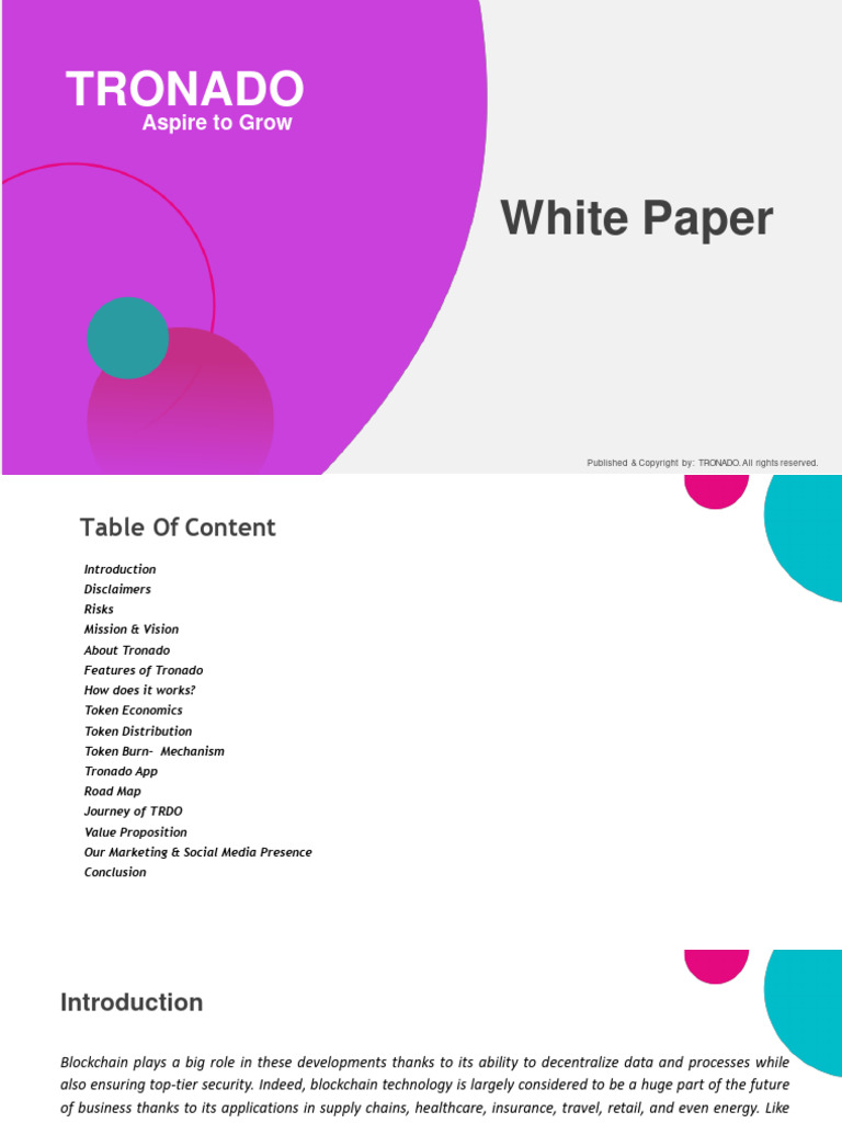 Tronado Whitepaper | PDF | Cryptocurrency | Internet Of Things