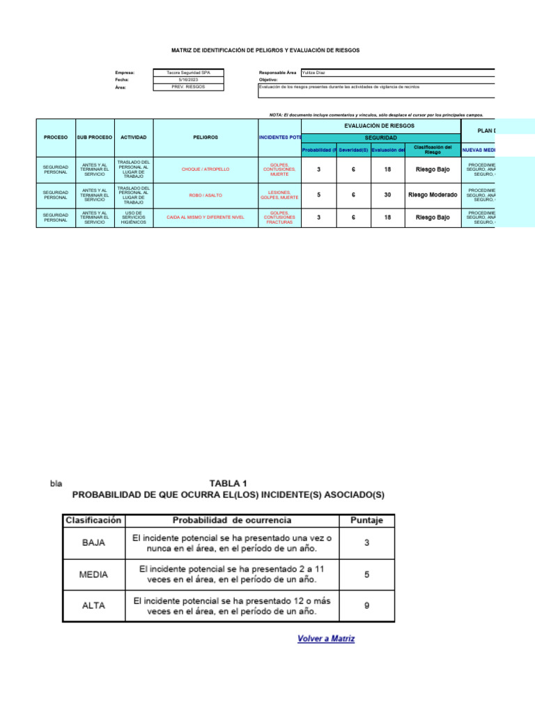 Evaluación de Riesgos en Seguridad | PDF | Higiene Ocupacional | Riesgo