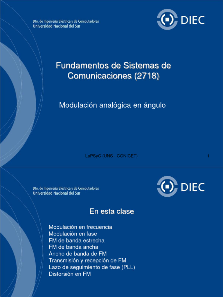Modulación Analógica en Ángulo: FM y PM | PDF | Modulación de ...