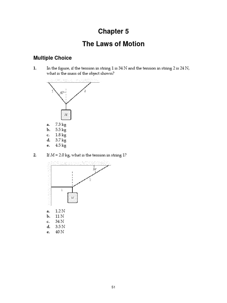 Laws of Motion: Tension and Forces Quiz | PDF | Force | Velocity