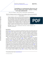 The Impact of Cultural Intelligence On Communication Effectiveness, Job Satisfaction and Anxiety For Chinese Host Country Managers Working For Foreign Multinationals