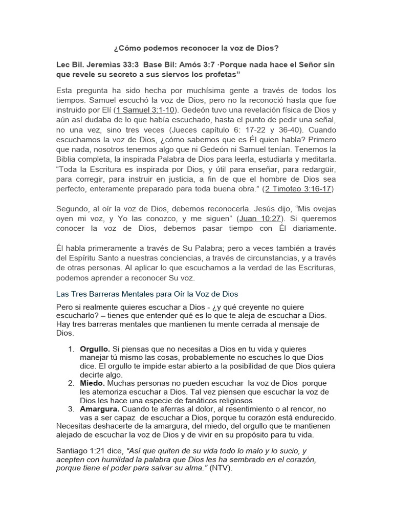 Cómo Reconocer la Voz de Dios | PDF | Dios | espíritu Santo