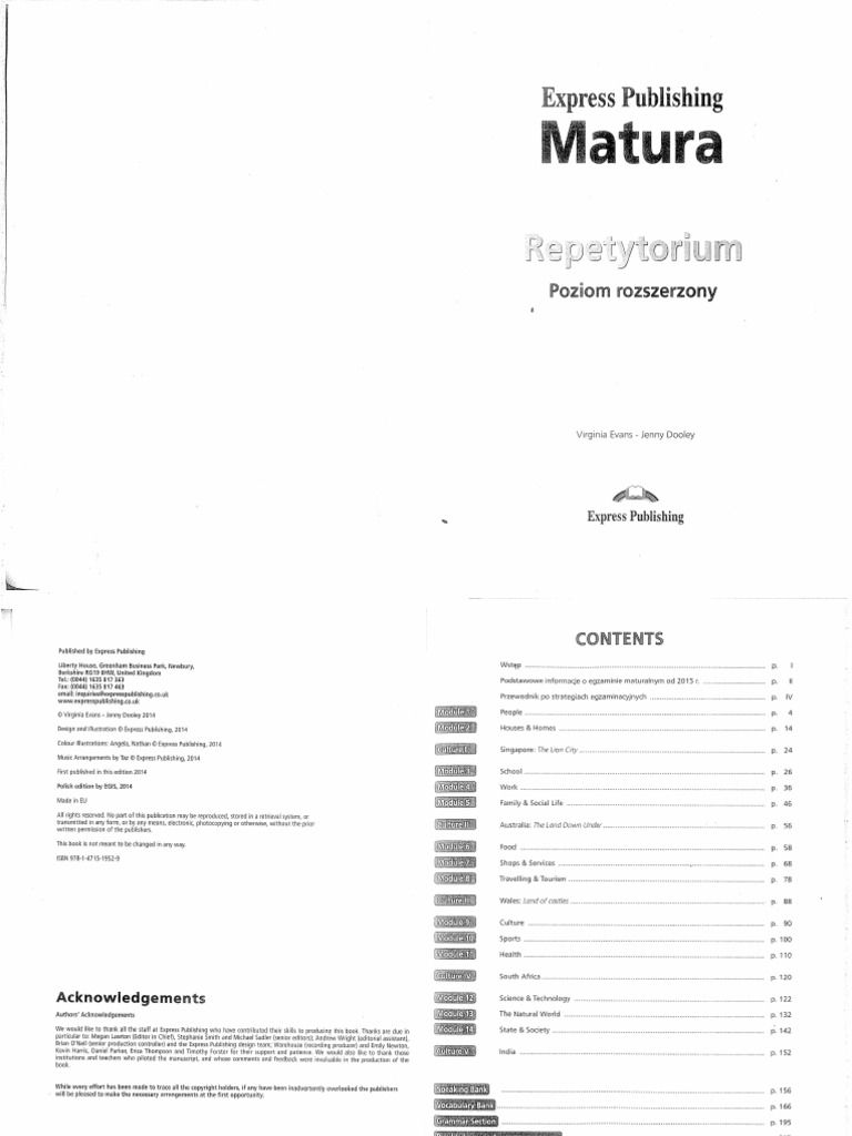 Express Publishing Matura Repetytorium Poziom Rozszerzony 2015 Matura Repetytorium Poziom Rozszerzony Express Publishing | PDF