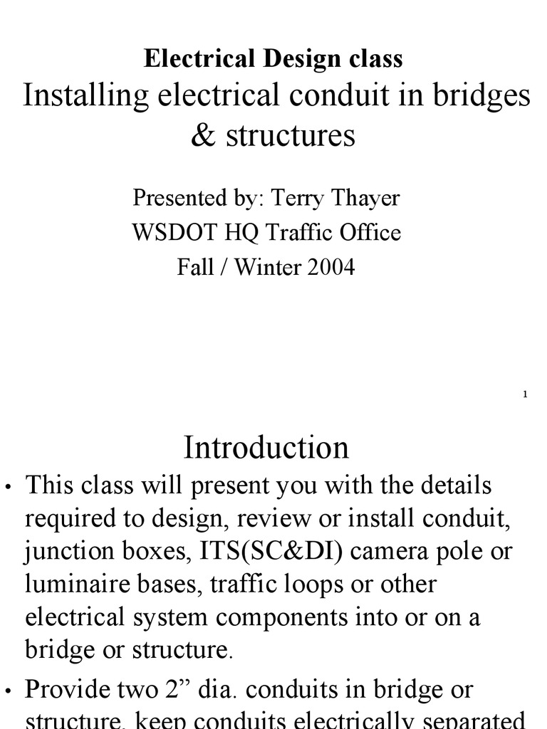 Electrical Design Class: Installing Electrical Conduit in Bridges ...