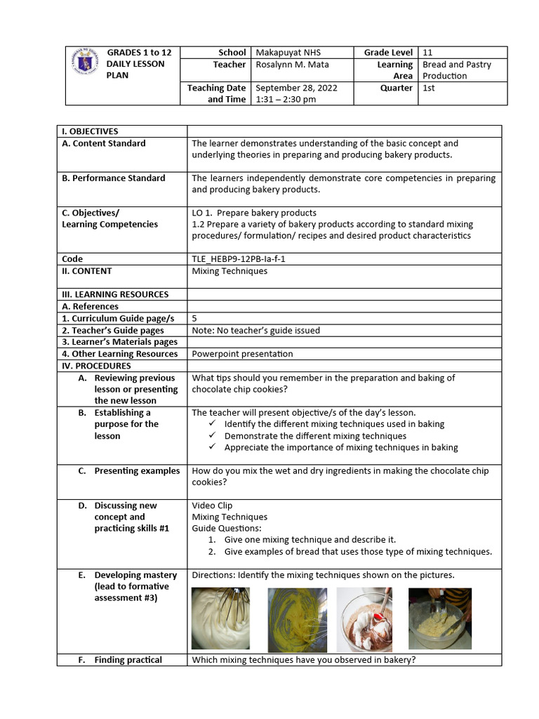Mixing Techniques PDF Learning Baking