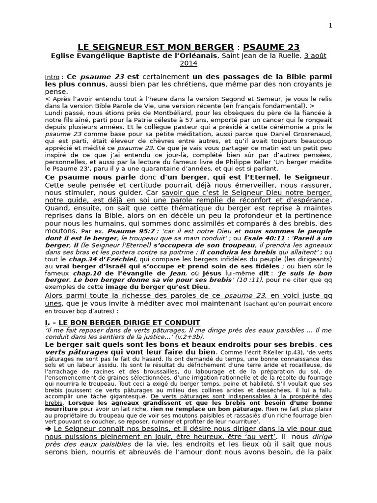 Méditation sur le Psaume 23 | PDF | Mouton | Berger