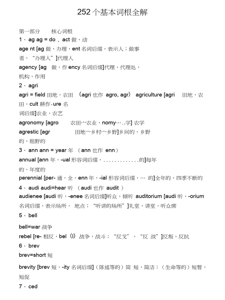 252个英语基本词根全解| PDF
