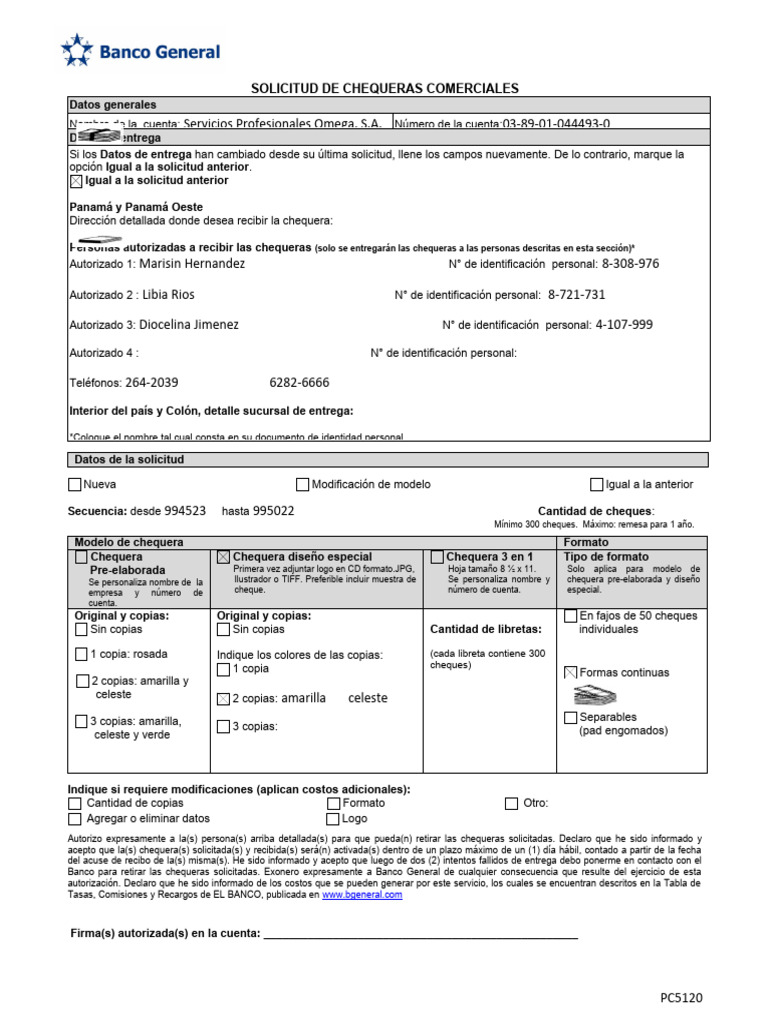 Solicitud de Chequera Comercial | PDF | Bancos