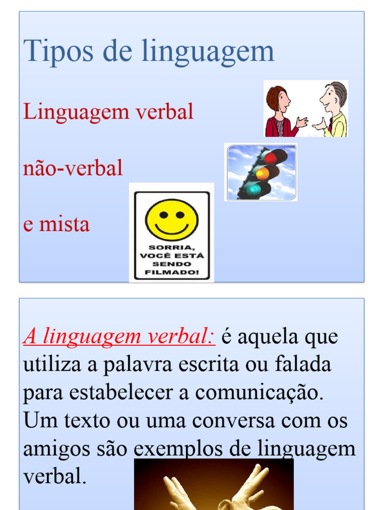 Tipos de Linguagem: Verbal, Não-Verbal e Mista | PDF