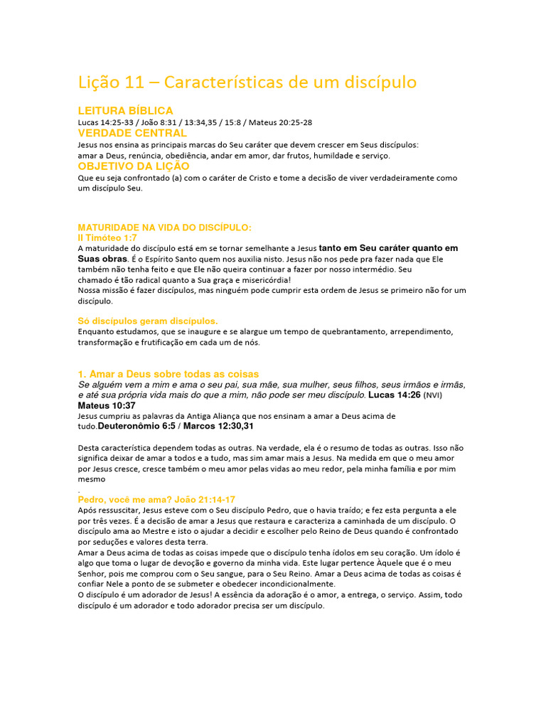 Características de um Discípulo de Jesus | PDF | Jesus | Amor