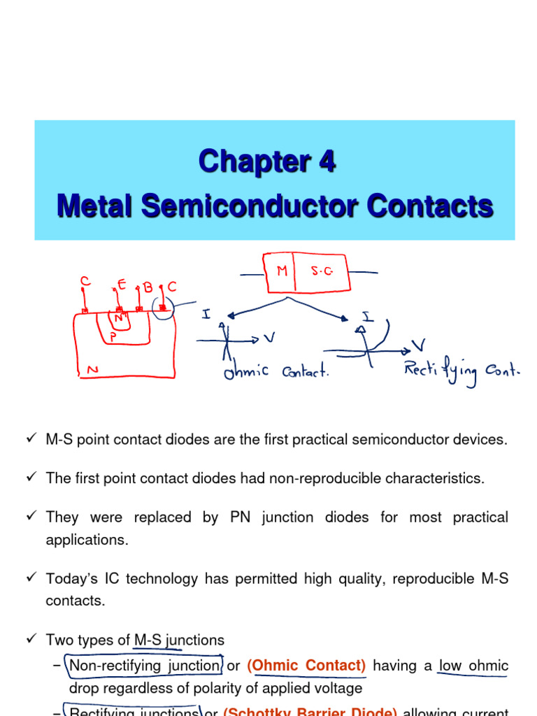Chapter (4) (MS Contacts) | PDF | P–N Junction | Diode