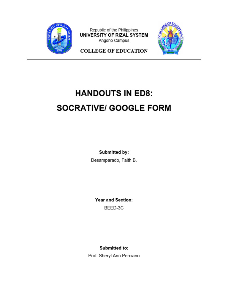 Socrative and Google Forms for Assessment | PDF | Teachers ...
