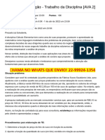 Entrega Da Avaliação - Trabalho Da Disciplina (AVA 2) CALCULO ELEMENTAR V 2022