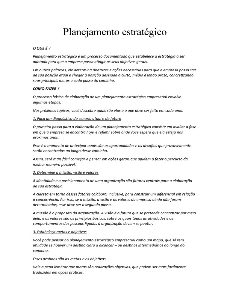 Guia Completo de Planejamento Estratégico | PDF | Planejamento ...
