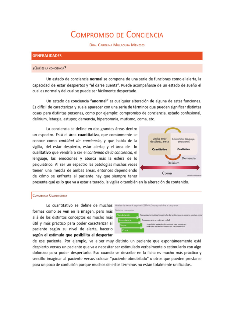 Compromiso de Conciencia | PDF | Conciencia | Corteza cerebral
