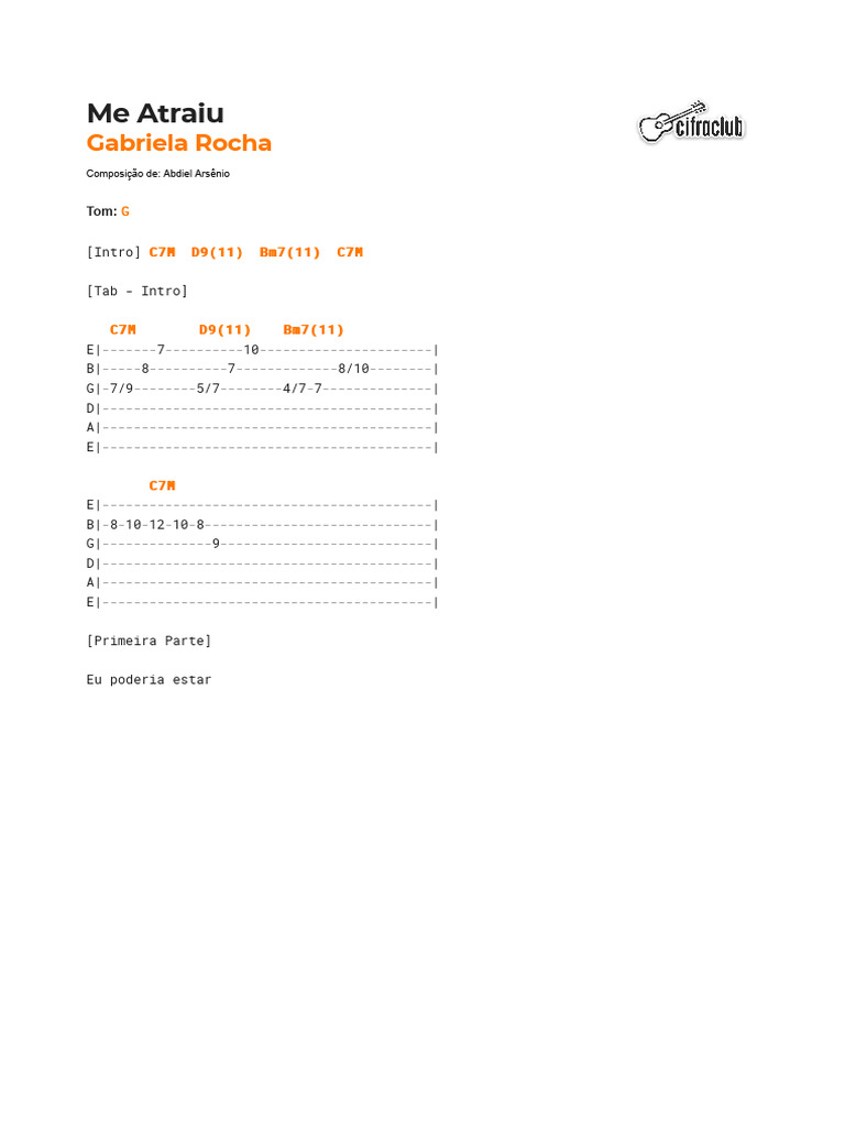 Cifra Club Gabriela Rocha Me Atraiu PDF