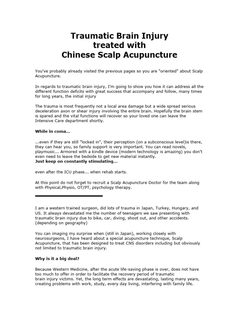 Traumatic Brain Injury | PDF | Acupuncture | Traumatic Brain Injury