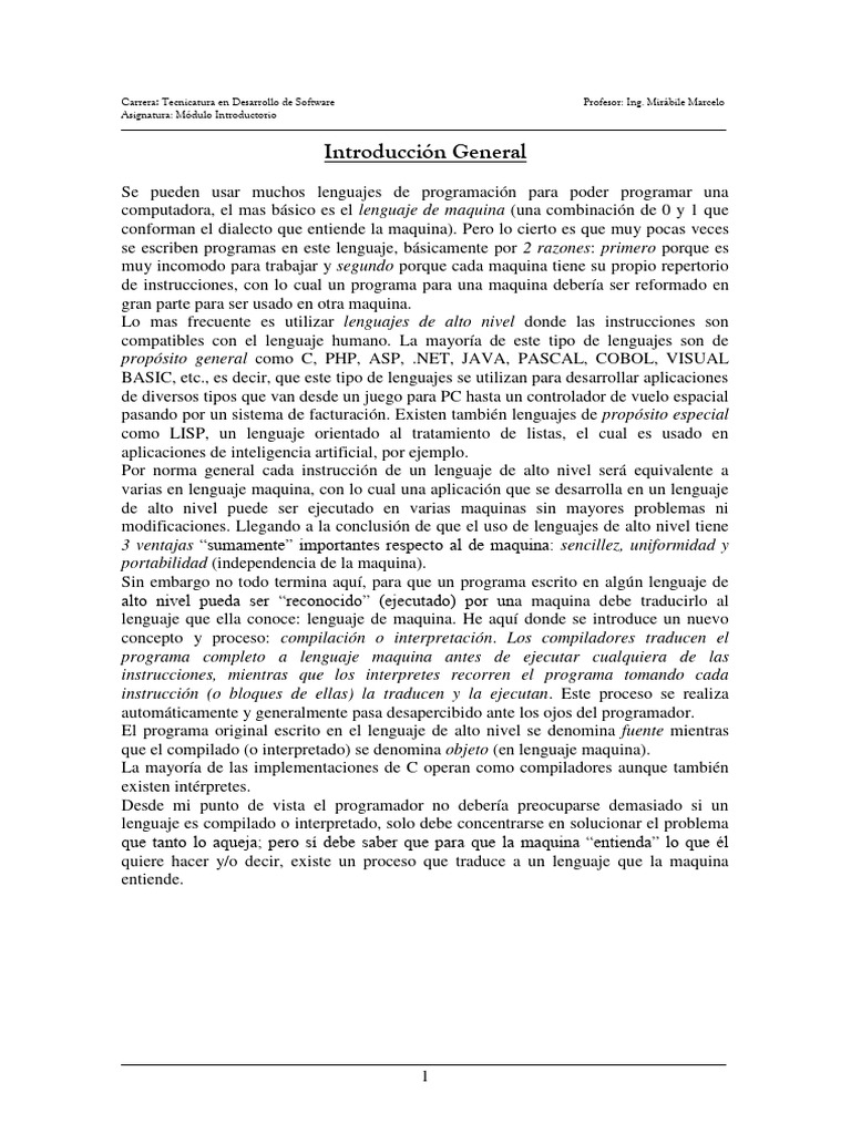 Introducción a la Programación en C | PDF | Lenguaje de programación ...