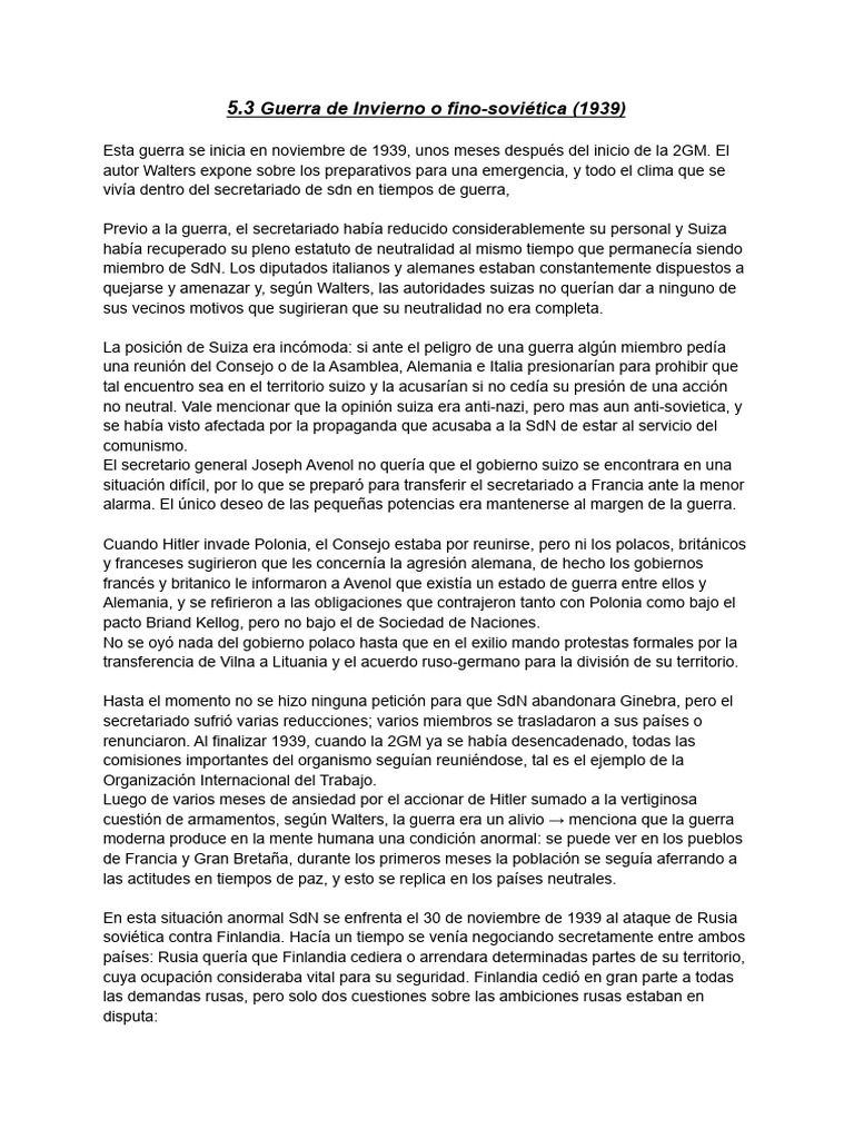 5 3 Guerra De Invierno Pdf Liga De Las Naciones Unión Soviética