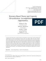 Resource-Based Theory and Corporate Diversification: Accomplishments and Opportunities