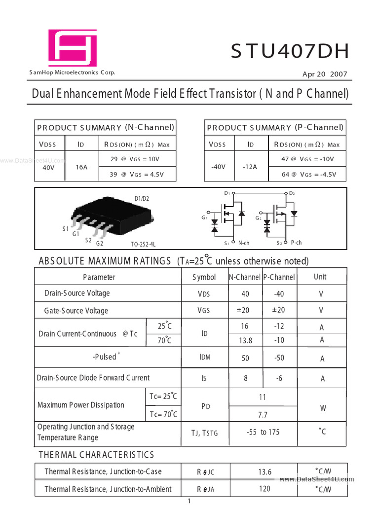 STU407DH_SamHopMicroelectronics | PDF | Field Effect Transistor ...