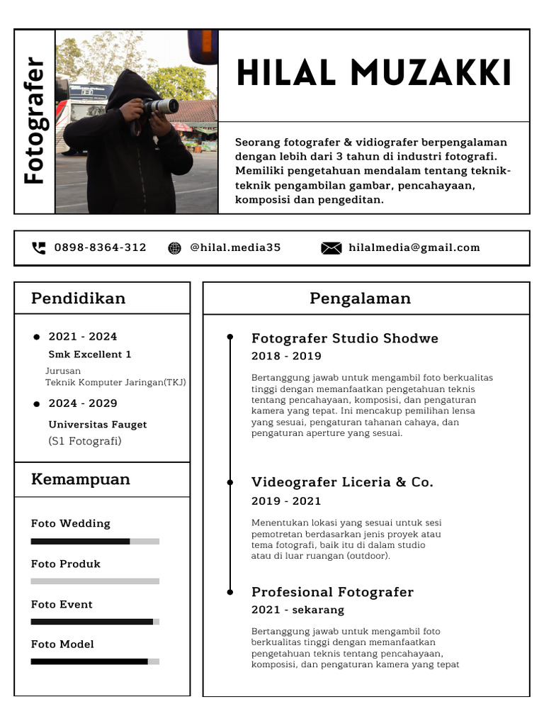 CV Kerja Fotografer | PDF