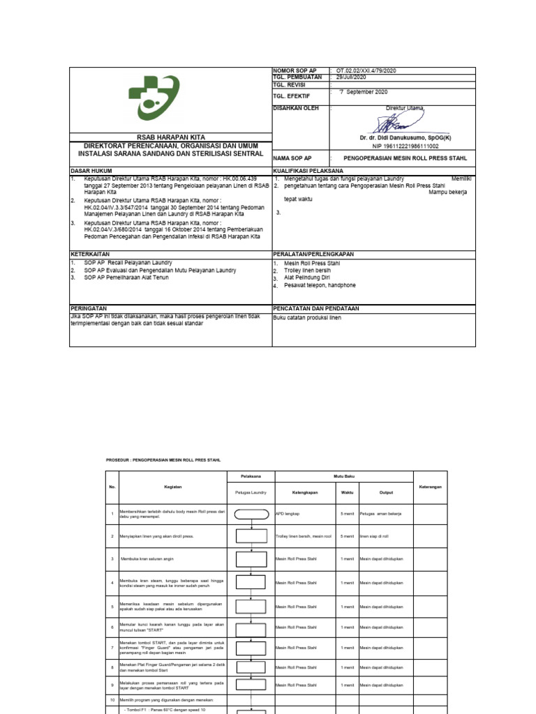 SOP AP IS4 Pengoperasian Mesin Roll Press Rev8 | PDF