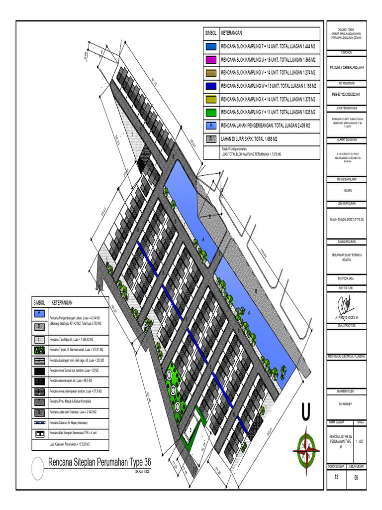 13.rencana Siteplan Perumahan Type 36 | PDF