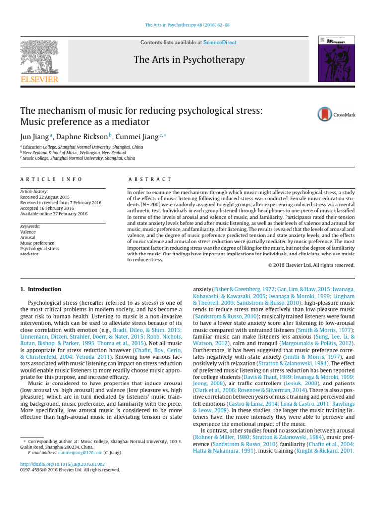 Music's Role in Reducing Stress | PDF | Emotions | Psychology