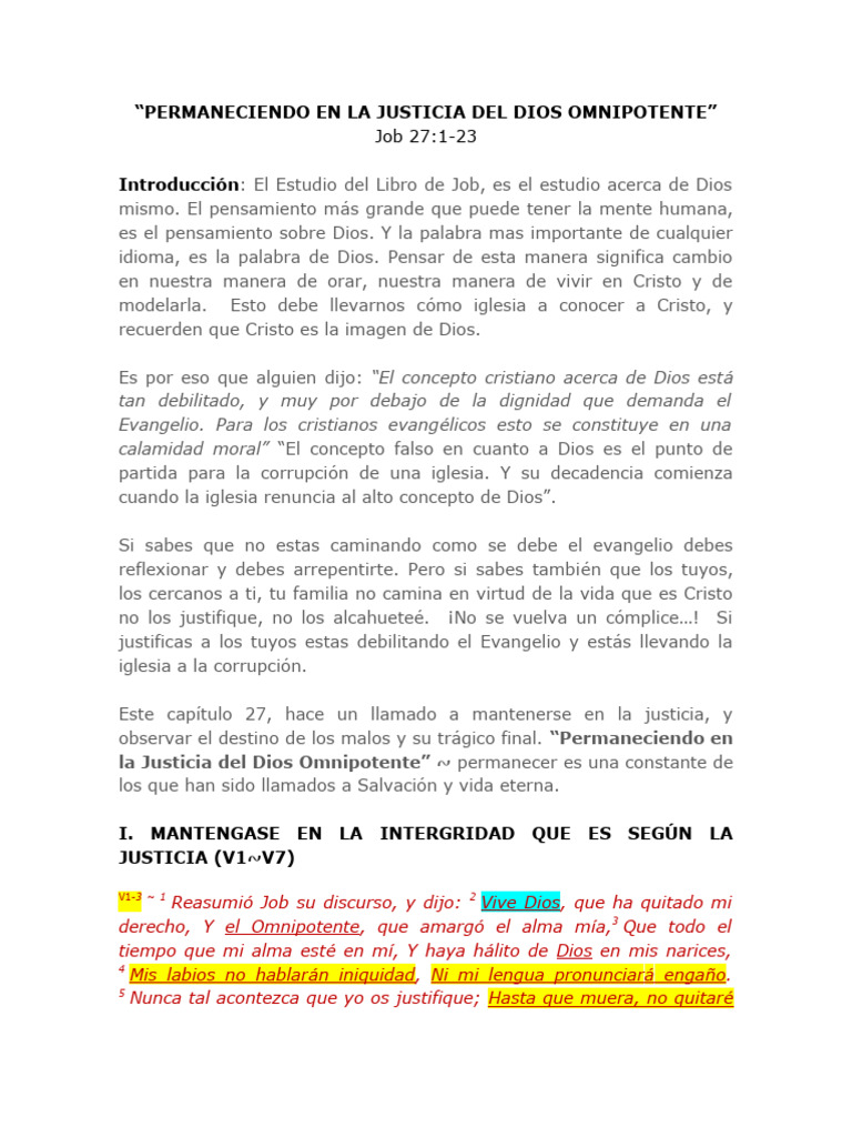 CONSAGRATE A DIOS Job 27 | PDF | Oración | Libro de trabajo