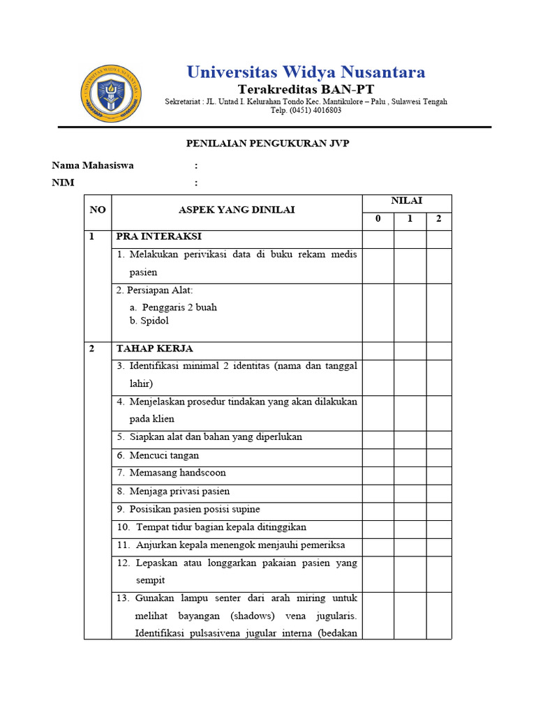 Penilaian Pengukuran JVP Mahasiswa | PDF