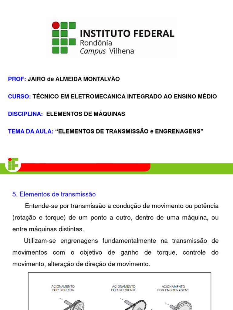 01 Engrenagem Pdf Máquinas Engenharia Mecânica