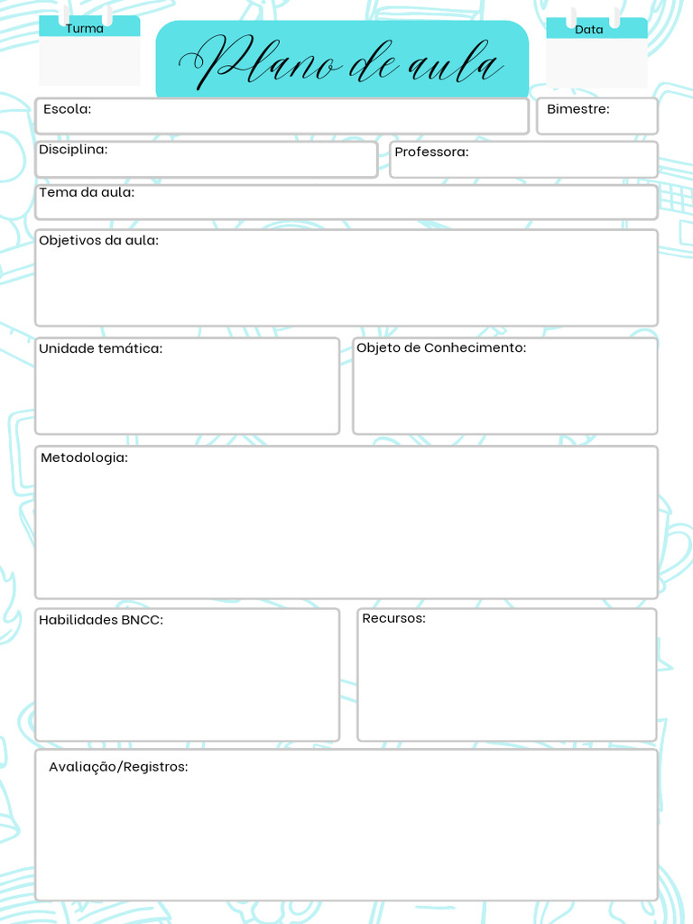 Plano de Aula - em Branco | PDF
