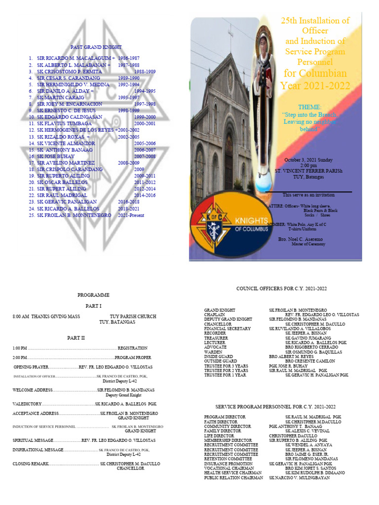 K of C Invitation 2021 | PDF