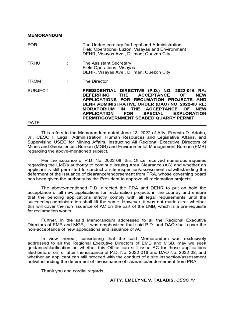 Clarification on P.D. 2022-016 Implementation | PDF | Government | Justice