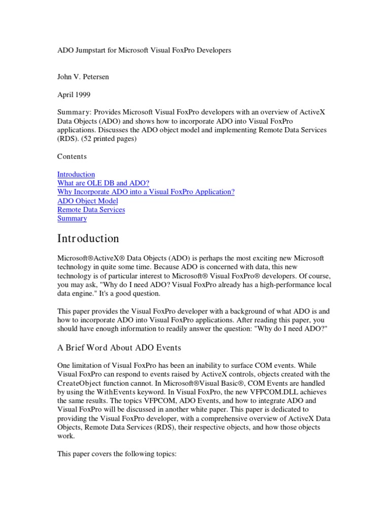 Ado Foxpro | PDF | Component Object Model | Microsoft Sql Server