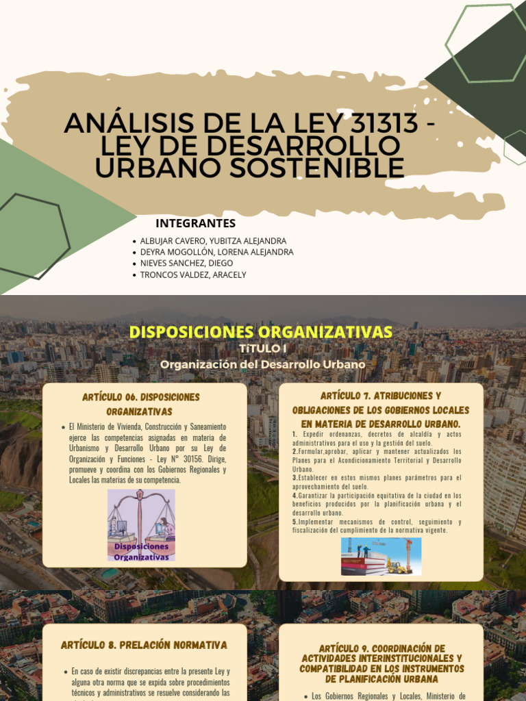 Análisis Ley 31313: Desarrollo Urbano Sostenible | PDF | Planificación ...