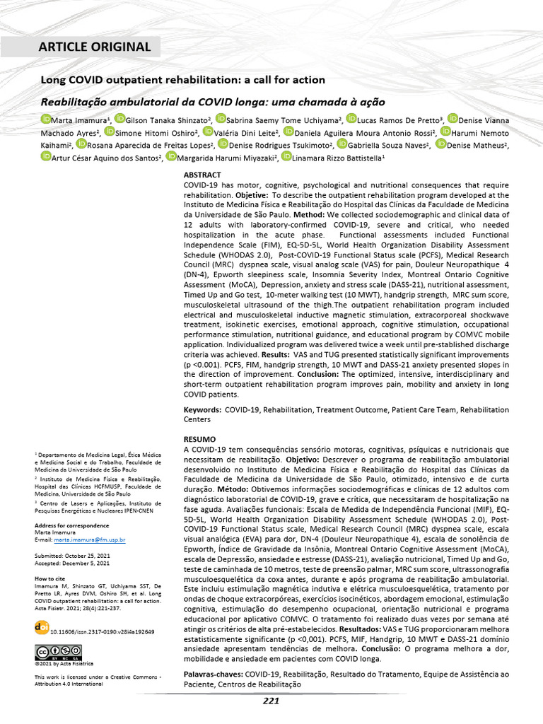 Long COVID Rehabilitation Program Insights | PDF | Physical Therapy ...
