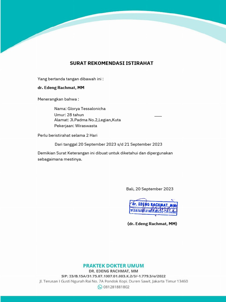 Surat Istirahat Glorya Tessalonicha | PDF