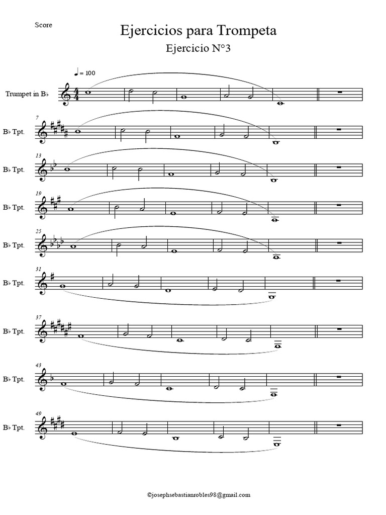 Ejercicio Trompeta 3 y 4 | PDF | Instrumentos de latón | Aerófonos