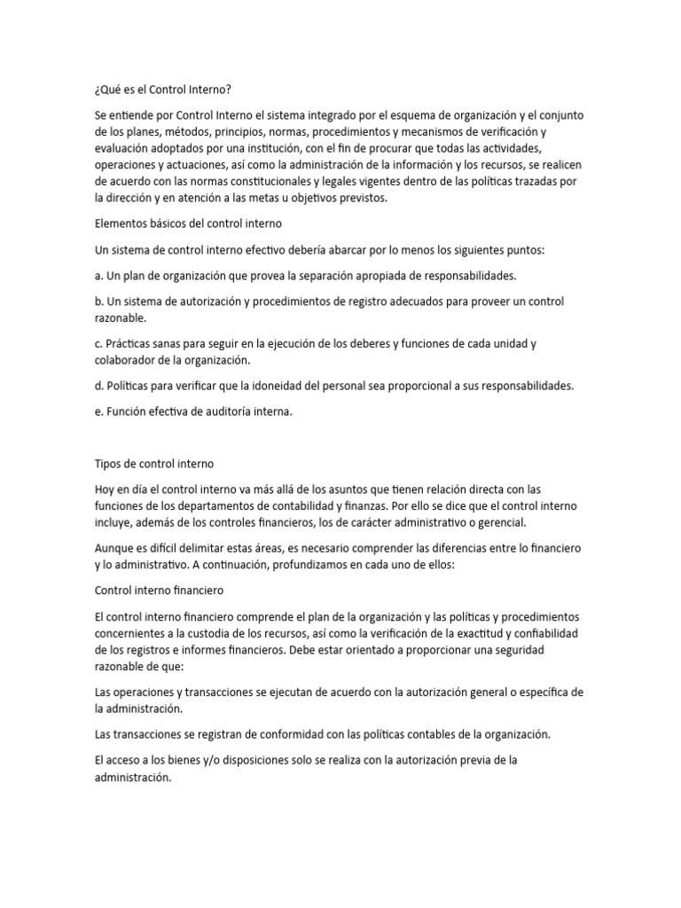 15 Conceptos De Control Interno Que Todo Auditor Debe Saber