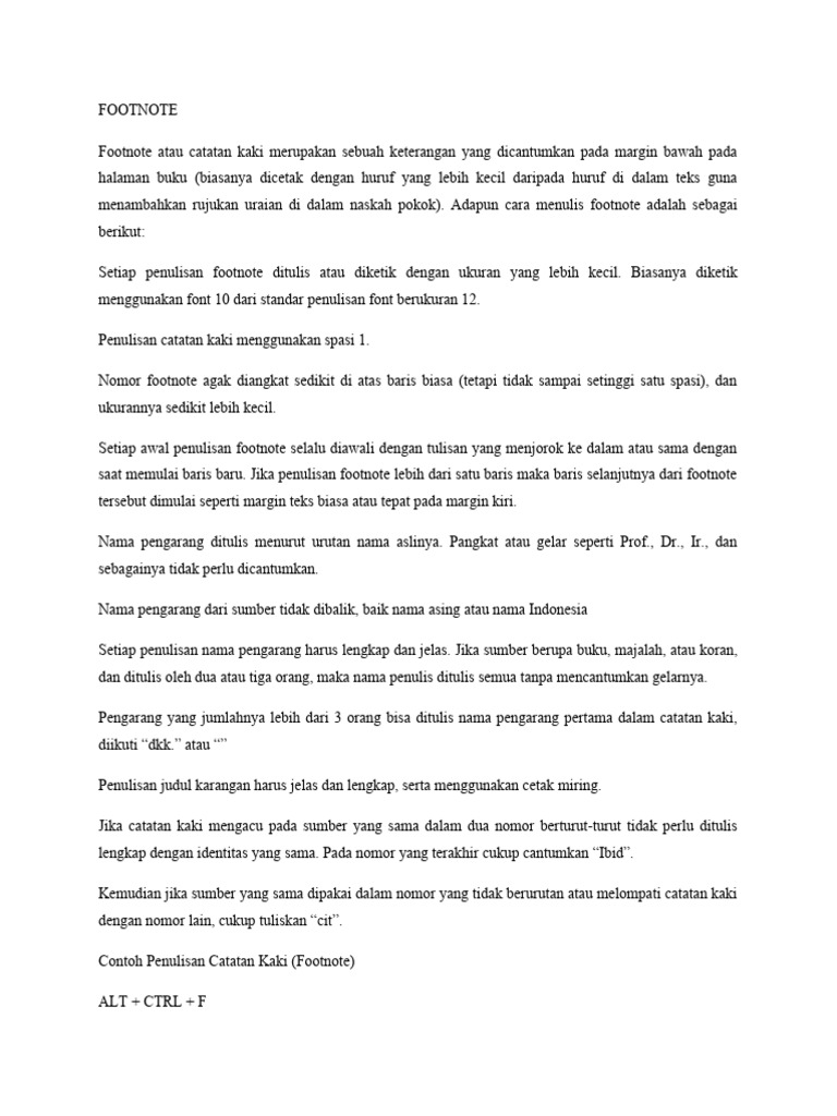 Panduan Penulisan Footnote yang Tepat | PDF | Seni & Disiplin Bahasa
